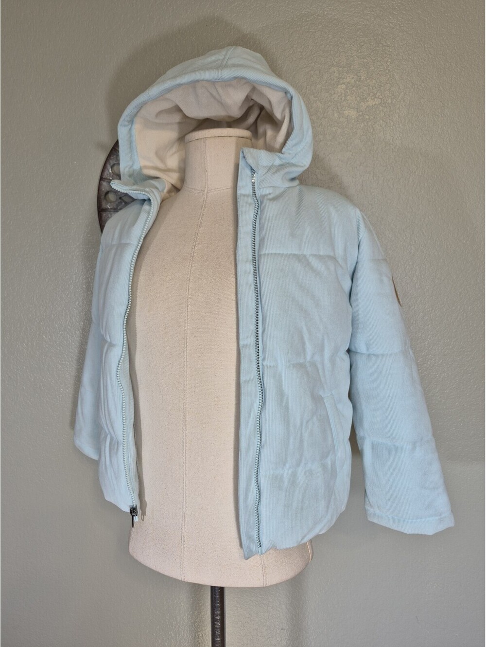 Juicy Couture Coat Kids Sz 10/12 Blue Hooded Winter Jacket Ribbed Puffer